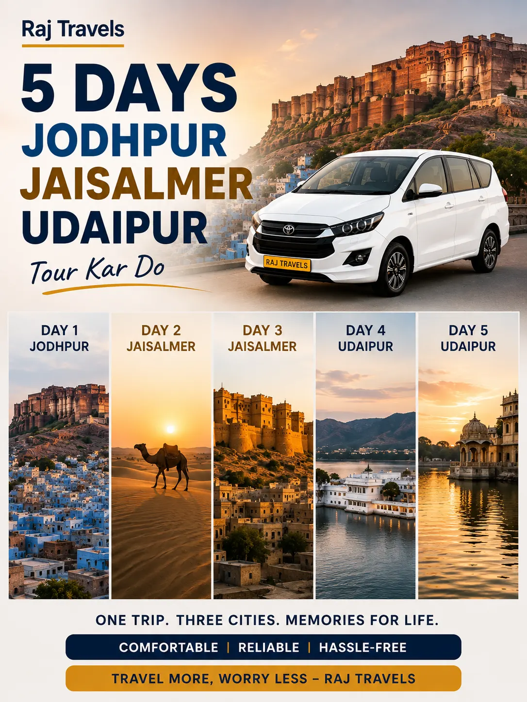 5 Days Jodhpur Jaisalmer Udaipur Tour