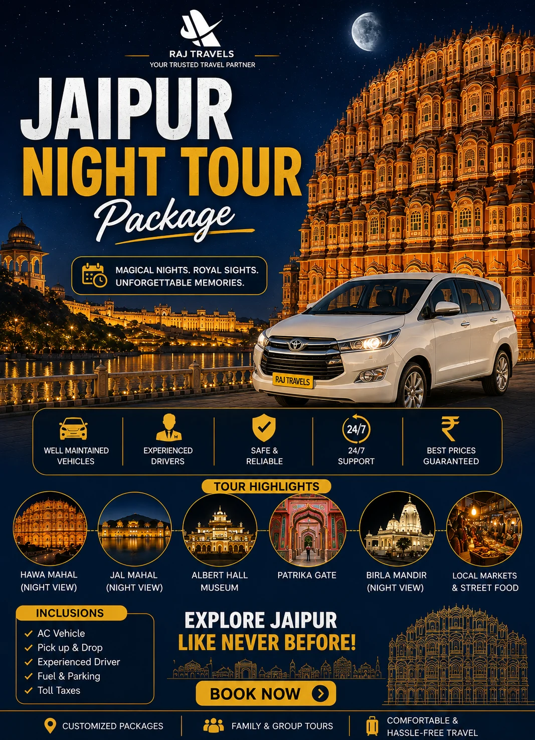 Jaipur Night Tour Package Taxi