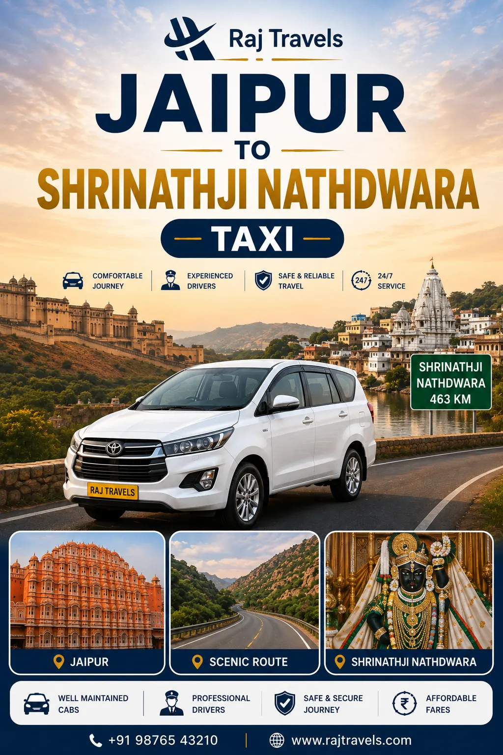Jaipur to Shrinathji Nathdwara Taxi