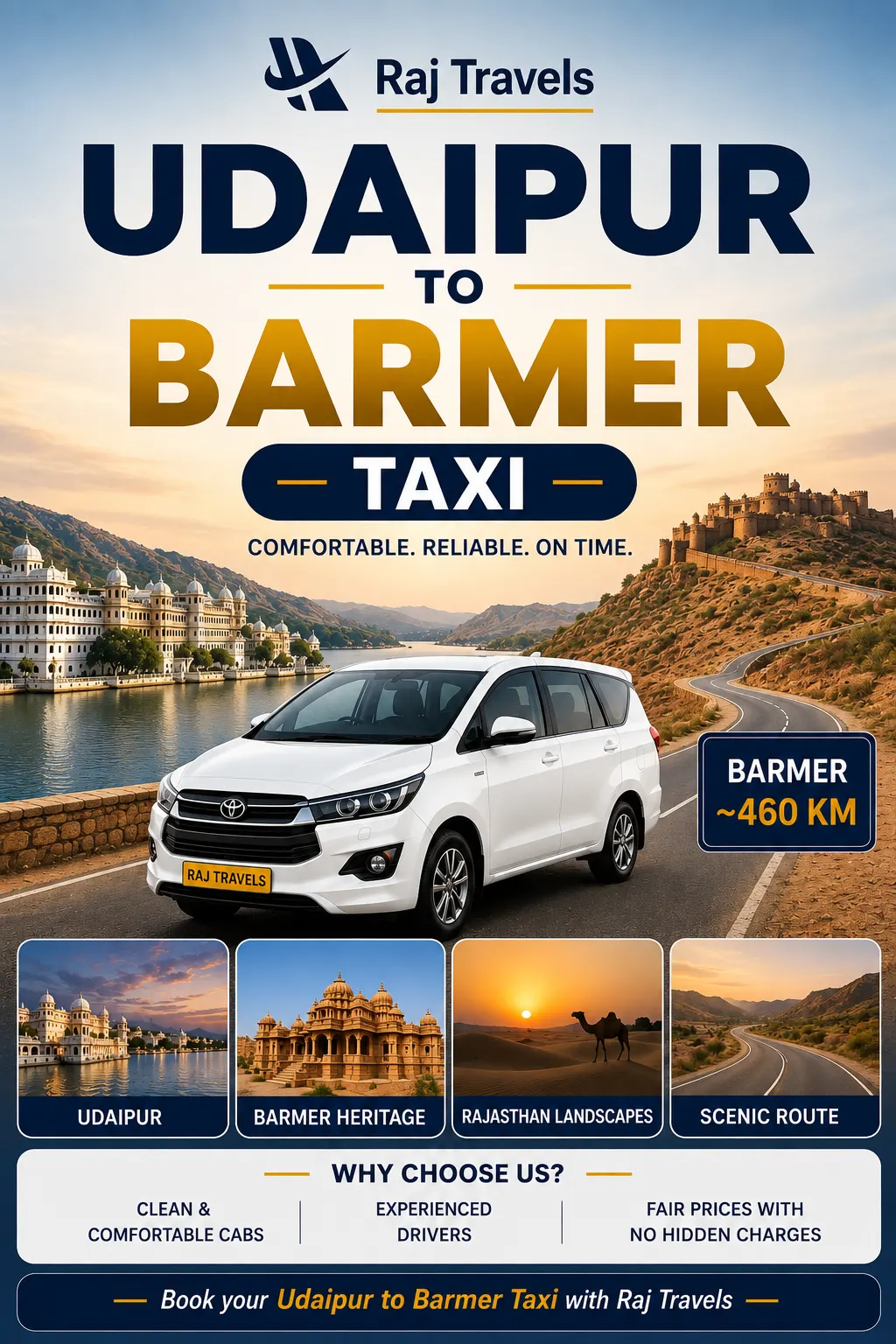 Udaipur to Barmer Taxi