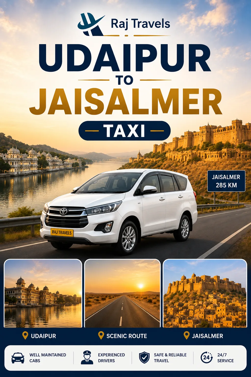 Udaipur to Jaisalmer Taxi