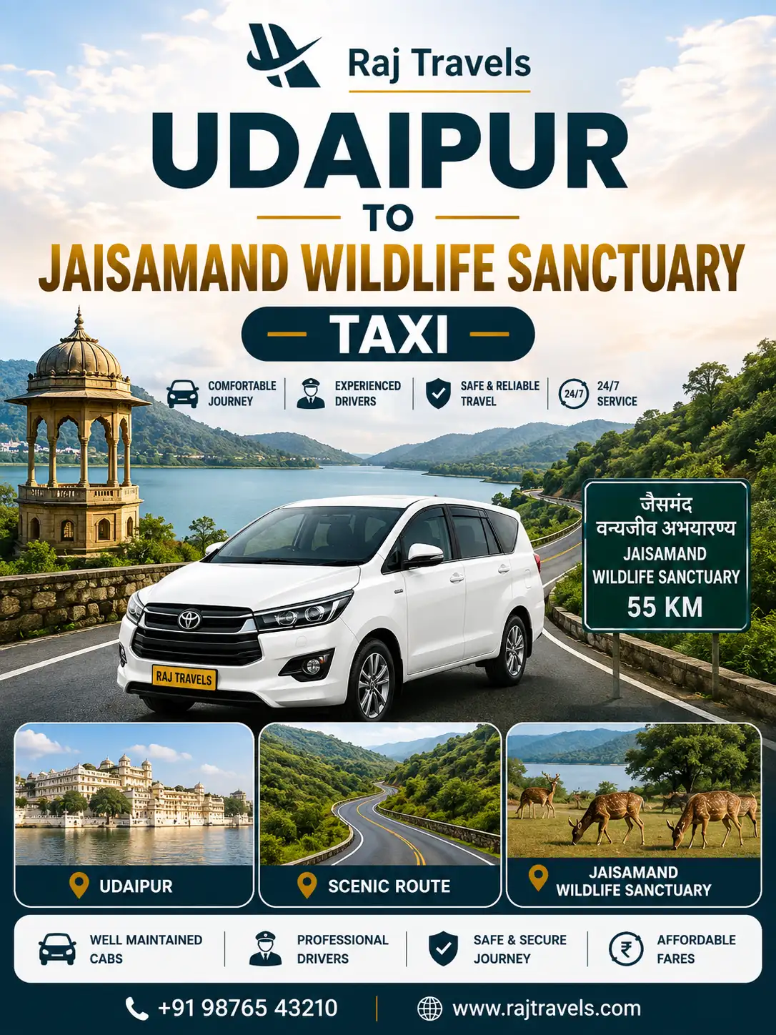 Udaipur to Jaisamand Wildlife Sanctuary Taxi
