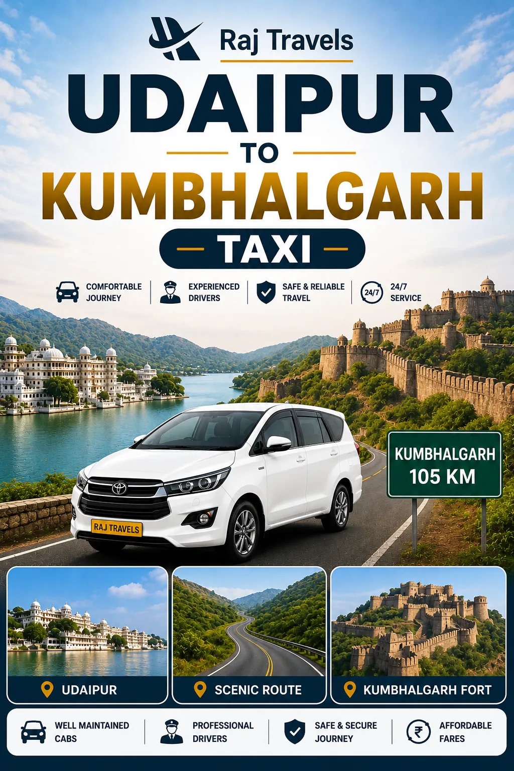 Udaipur to Kumbhalgarh Taxi