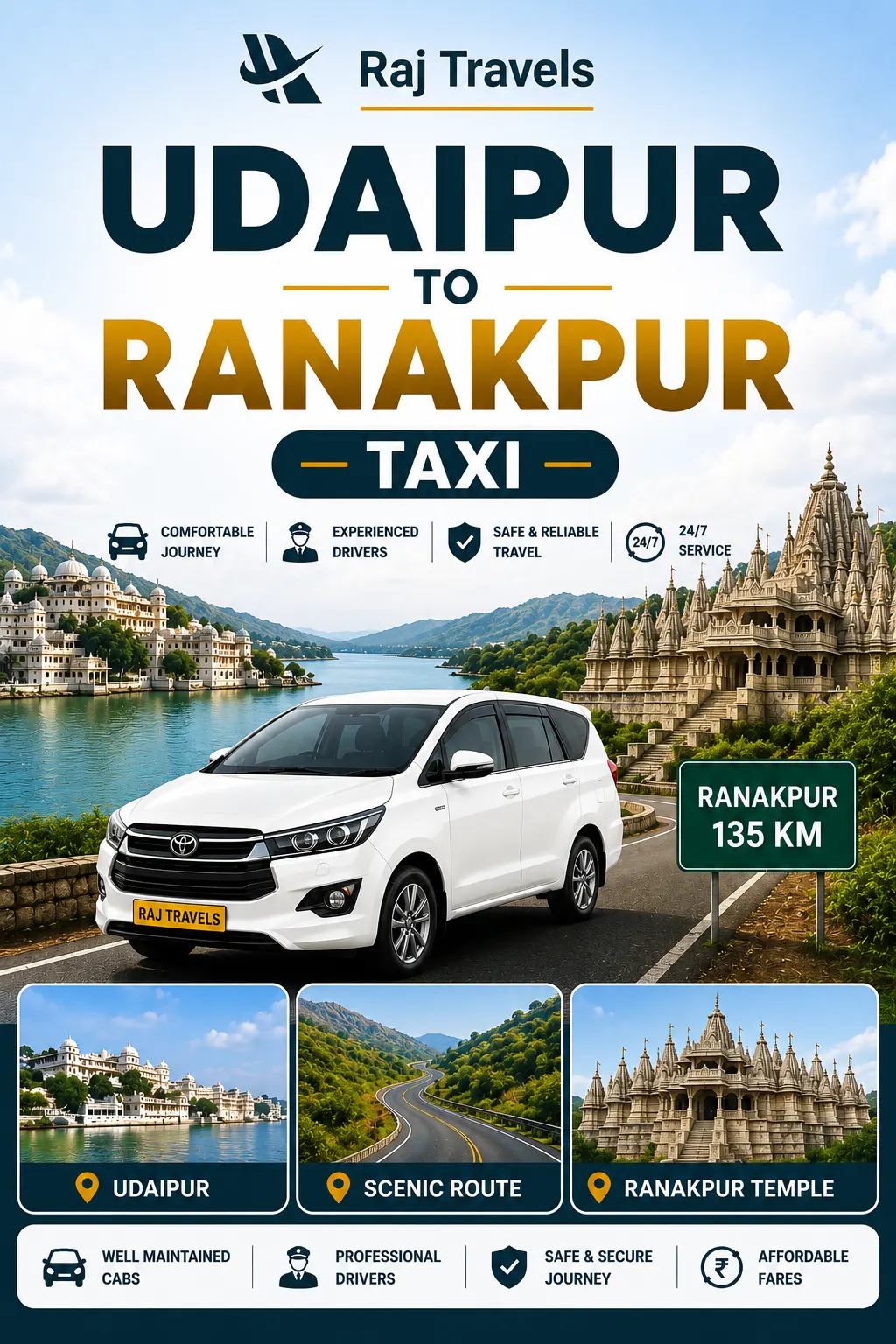 Udaipur to Ranakpur Taxi